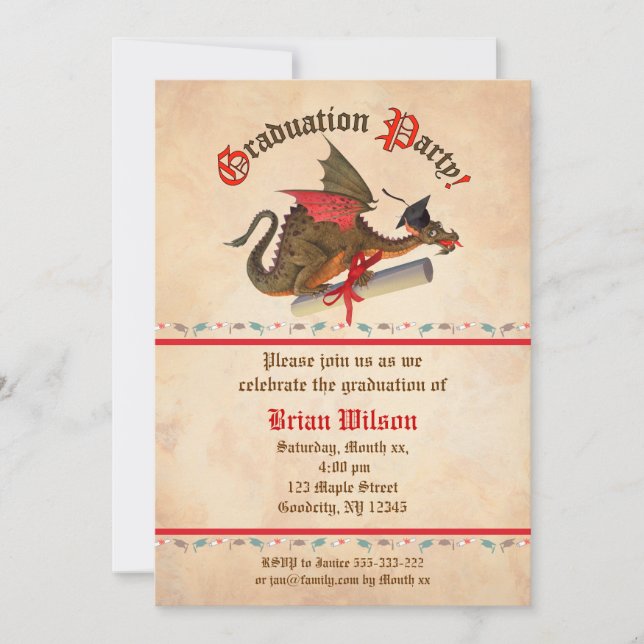 Invitación Celebración de la graduación del dragón (Anverso)