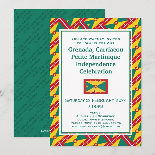 Invitación CELEBRACIÓN DE LA INDEPENDENCIA DE GRANADA Bandera (Anverso / Reverso)