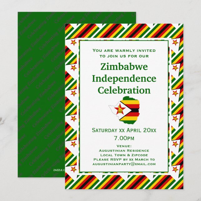 Invitación CELEBRACIÓN DE LA INDEPENDENCIA DE ZIMBABWE Bander (Anverso / Reverso)