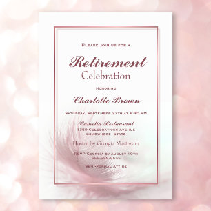 Invitación Celebración de la jubilación de plumas rosadas pol