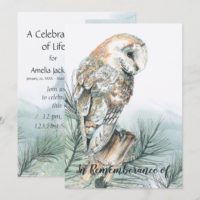 Invitación Celebración de la Lechuza Granero (Anverso / Reverso)