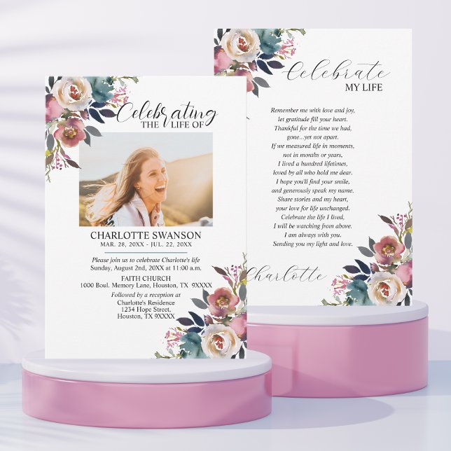 Invitación Celebración de la memoria de la vida Foto y poema  (Subido por el creador)