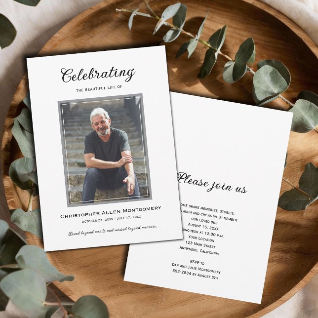 Invitación Celebración de la Memoria Funeral Memorial (Celebration of Life photo funeral memorial invitations, PRINTED and/or INSTANT DOWNLOAD)