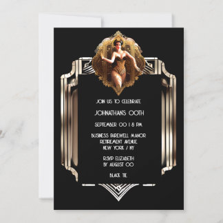 Invitación Celebración de la moda Gatsby, chica del flapper A