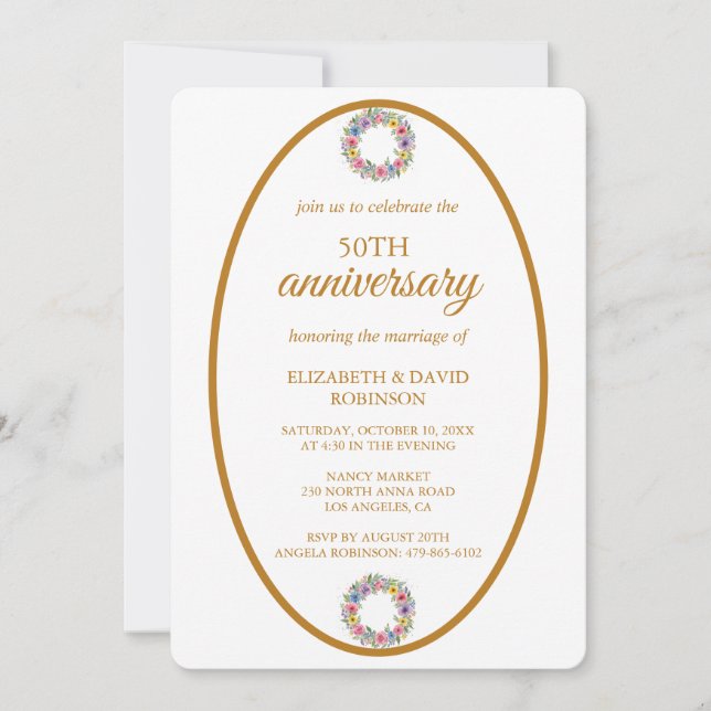 Invitación Celebración de la moda moderna boda por el 50 aniv (Anverso)
