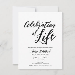 Invitación Celebración de la muerte con caligrafía Celebració