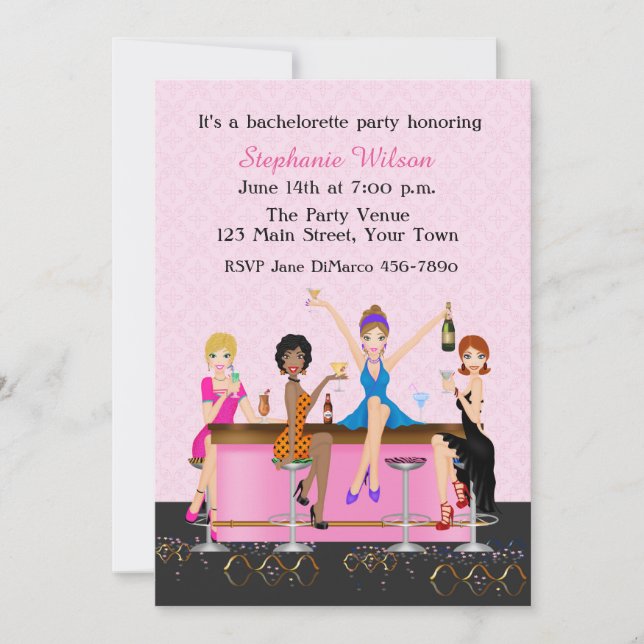 Invitación Celebración de la Noche de la Bachelorette Chica (Anverso)