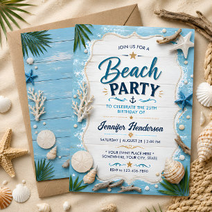Invitación Celebración de la playa de madera flotante