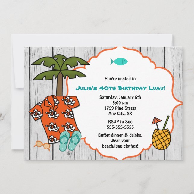 Invitación Celebración de la playa del partido de cumpleaños  (Anverso)