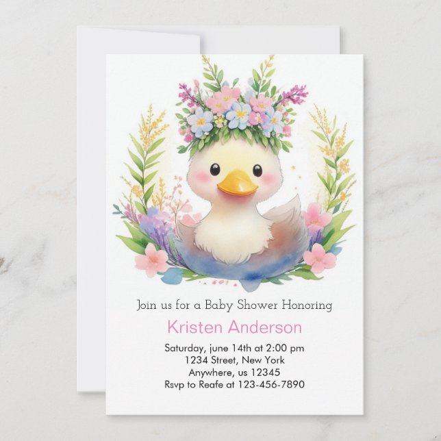 Invitación Celebración de la princesa del pato: Baby Shower C (Anverso)