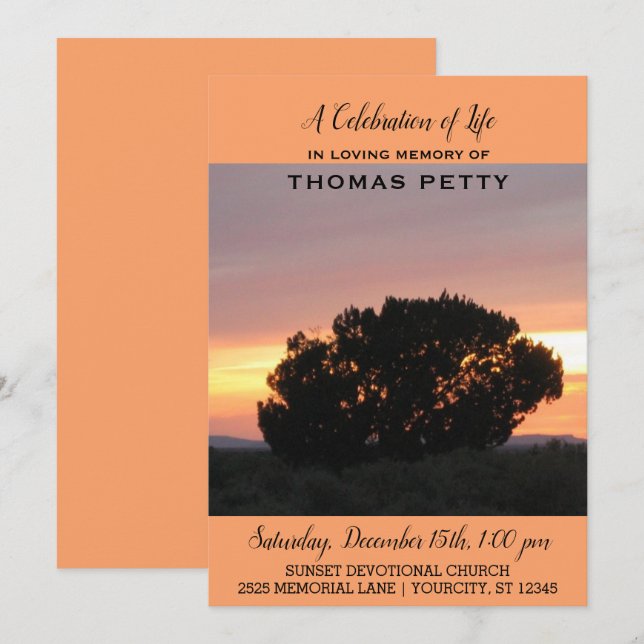 Invitación Celebración de la puesta del sol del desierto de (Anverso / Reverso)