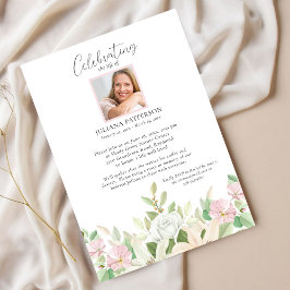 Invitación Celebración de la Rosa de la vida Lily Floral Fune