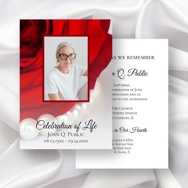 Invitación Celebración de la Rosa Roja y Perlas del funeral d (Subido por el creador)