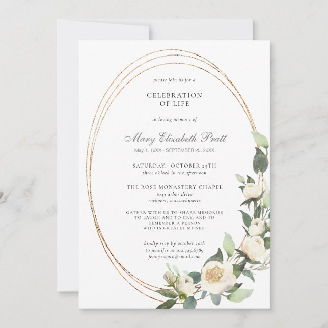 Invitación Celebración de la vegetación de la rosa blanca de  (Anverso)