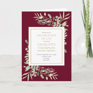 Invitación Celebración de la Verde Floral Funeral Doblado