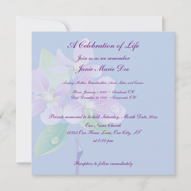 Invitación Celebración de la vida (Anverso)