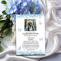 Celebración De La Vida 1 Foto Funeral Floral Azul