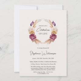 Invitación Celebración de la vida 4 Foto Funeral Floral de ot