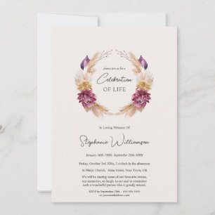 Invitación Celebración de la vida 4 Foto Funeral Floral de ot