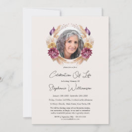 Invitación Celebración de la vida 5 Foto Funeral Floral de ot