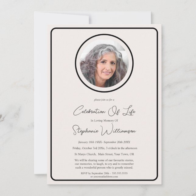 Invitación Celebración de la vida 6 Servicio de funerales fot (Anverso)