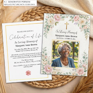 Invitación Celebración De La Vida Acuarela Jardín Rosas Foto