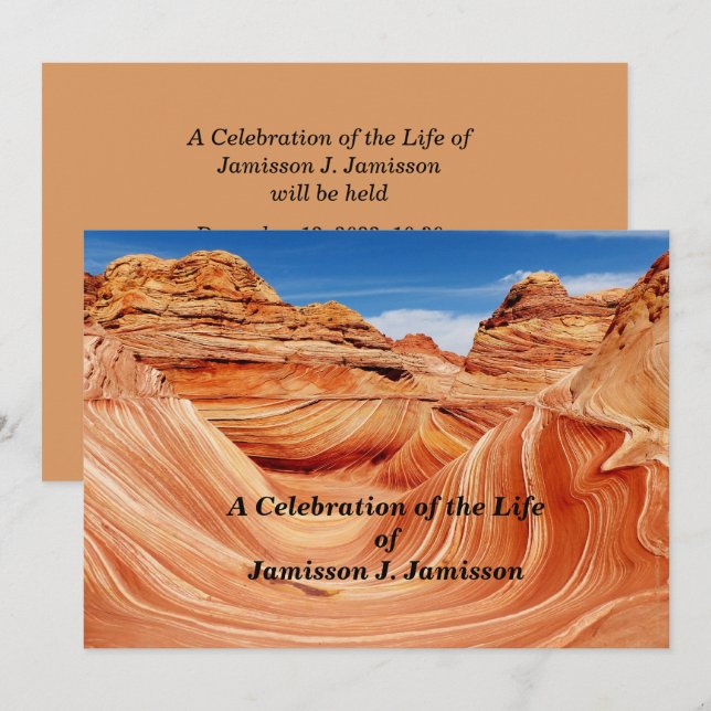 Invitación Celebración de la vida al suroeste de la ola Arizo (Anverso / Reverso)
