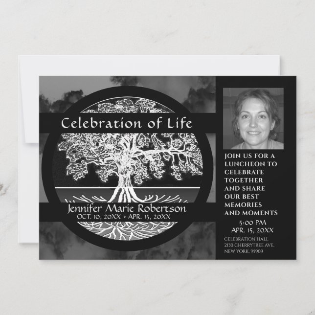 Invitación Celebración de la vida - Árbol de la vida (Anverso)