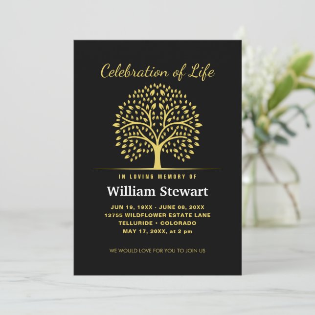 Invitación Celebración de la vida | Árbol Funeral Moderno Ele (Anverso de pie)