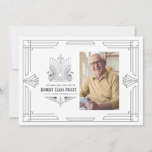 Invitación Celebración de la vida Art Deco Eagle Photo Mascul