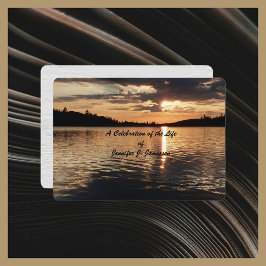 Invitación Celebración de la vida, atardecer dorado en el lag