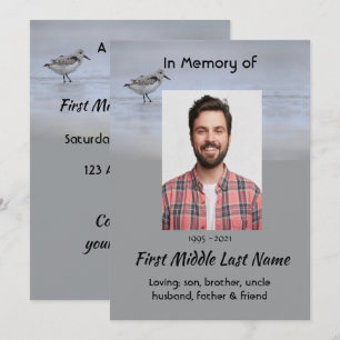 Invitación Celebración de la Vida Ave Playera de la Costa de 