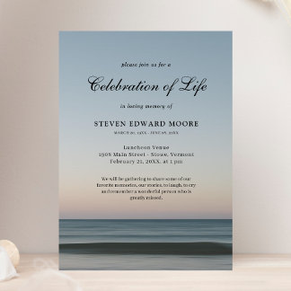 Invitación Celebración de la vida azul gris en el océano de p