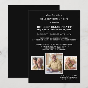 Invitación Celebración de la vida blanco negro 3 foto
