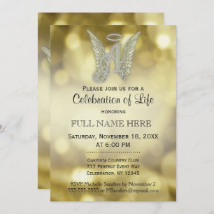 Invitación Celebración de la vida - Bokeh de oro