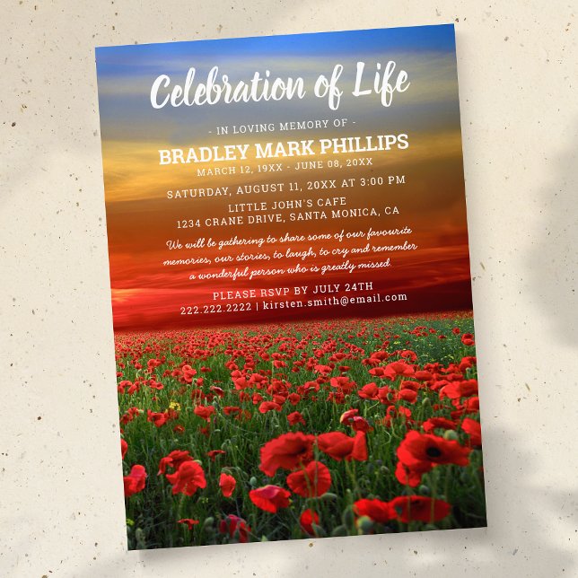 Invitación Celebración de la Vida | Campo de Amapolas Funeral (Subido por el creador)
