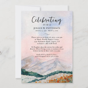 Invitación Celebración de la Vida Campo Montañoso Acuarela