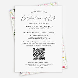 Invitación Celebración de la Vida | Código QR Funeral Flor Si