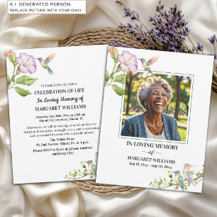 Invitación Celebración De La Vida Colibríes Floral Foto 
