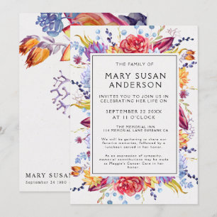 Invitación Celebración de la vida con aciertos funerarios