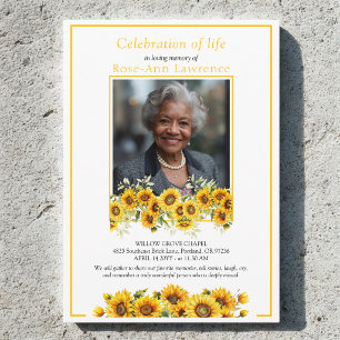 Invitación Celebración de la Vida con Borde de Girasoles Foto