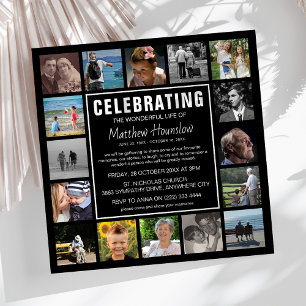 Invitación Celebración de la Vida con Collage de Fotos Modern