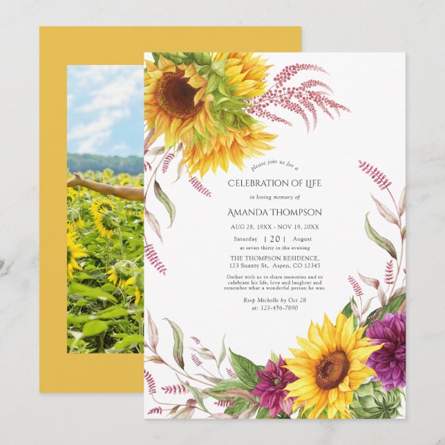 Invitación Celebración de la vida con el sol y el cirujano bo (Anverso / Reverso)