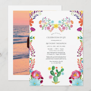 Invitación Celebración de la vida con fiesta floral de acuare