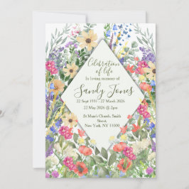 Invitación Celebración de la Vida con Flores Silvestres Verde