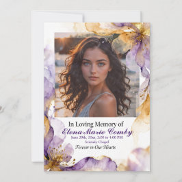 Invitación Celebración de la vida con flores soñadoras púrpur