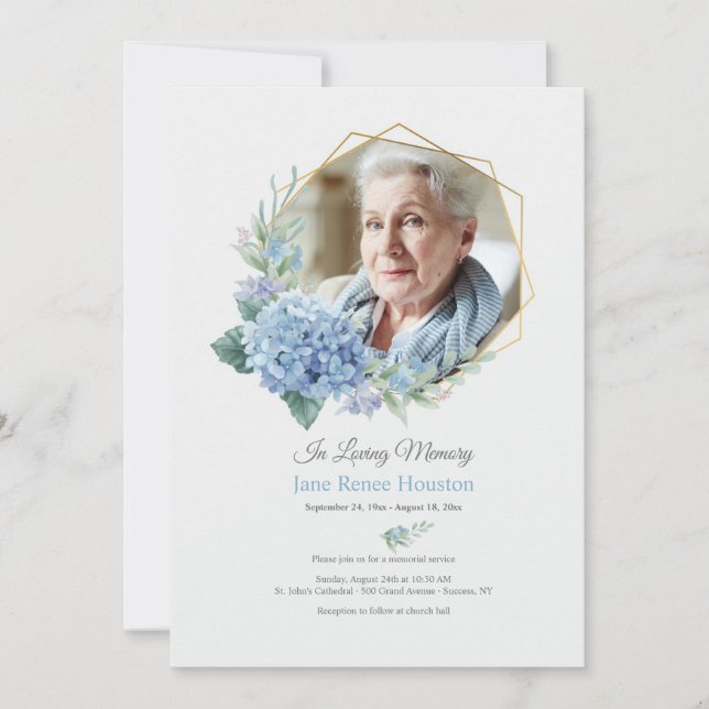 Invitación Celebración de la vida con foto de marco de Hydran (Anverso)