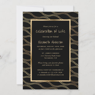 Invitación Celebración de la vida con foto de oro negro
