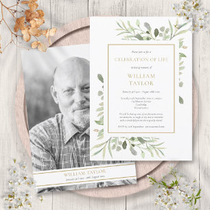 Invitación Celebración de la vida con foto en blanco y negro