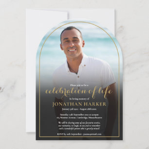 Invitación Celebración de la Vida con Foto Funeral del Arco D